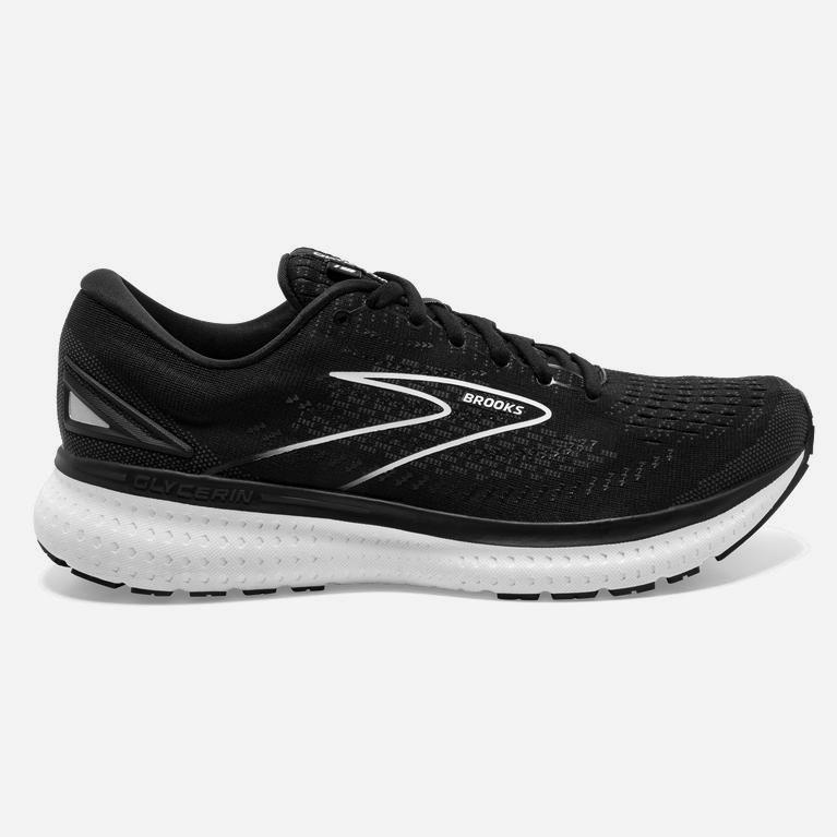 Ténis Brooks Glycerin 19 Sapatilhas De Corrida Para Estrada Homem Pretas/Branco (36598UIRK)